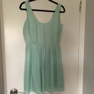 Green mini polka dot dress